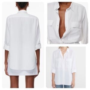 Aritzia Babaton White Utility Button Down
Shirt Blouse Roll Up Sleeve Size XS